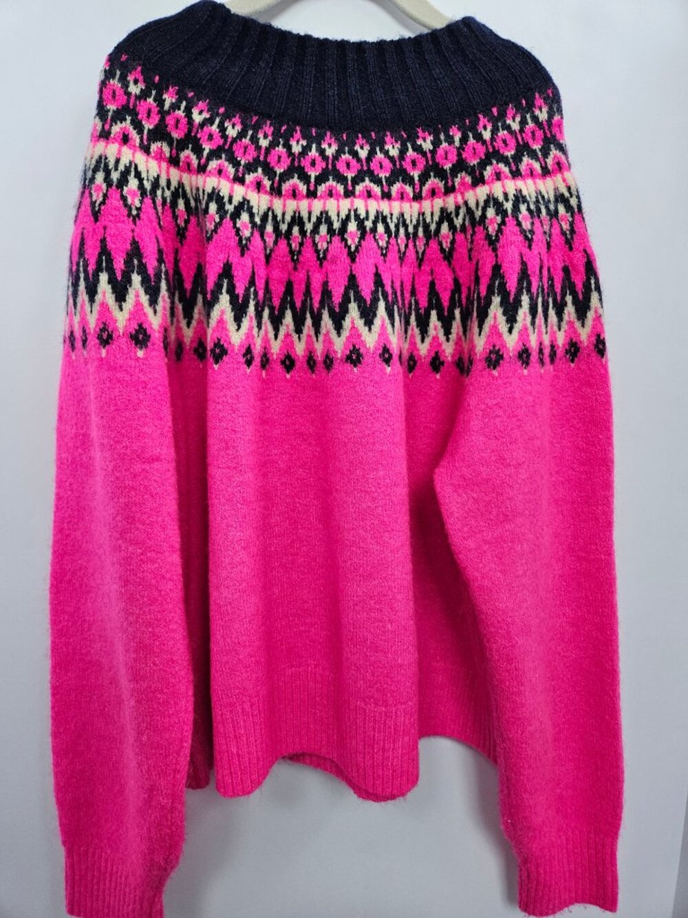 Gap Kids Girls Pink Fair Isle Mockneck Sweater Knit Pullover Size XL 12 Cozy - Picture 3 of 10